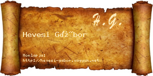 Hevesi Gábor névjegykártya